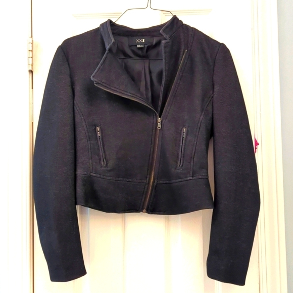 XXI Jacket Full Zip Moto Blazer Asymmetrical Size M